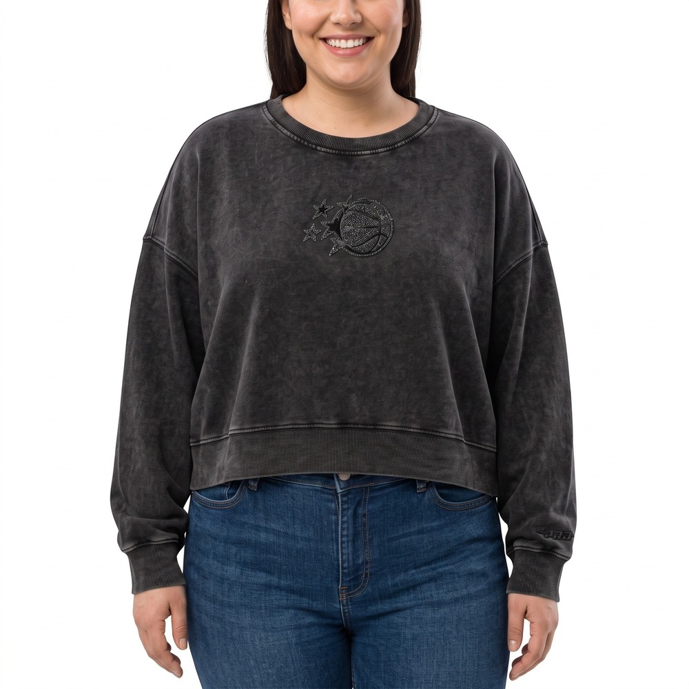 Pro Standard Orlando Magic Womens Washed Black Glitter Cropped Sweatshirt XL NWT
